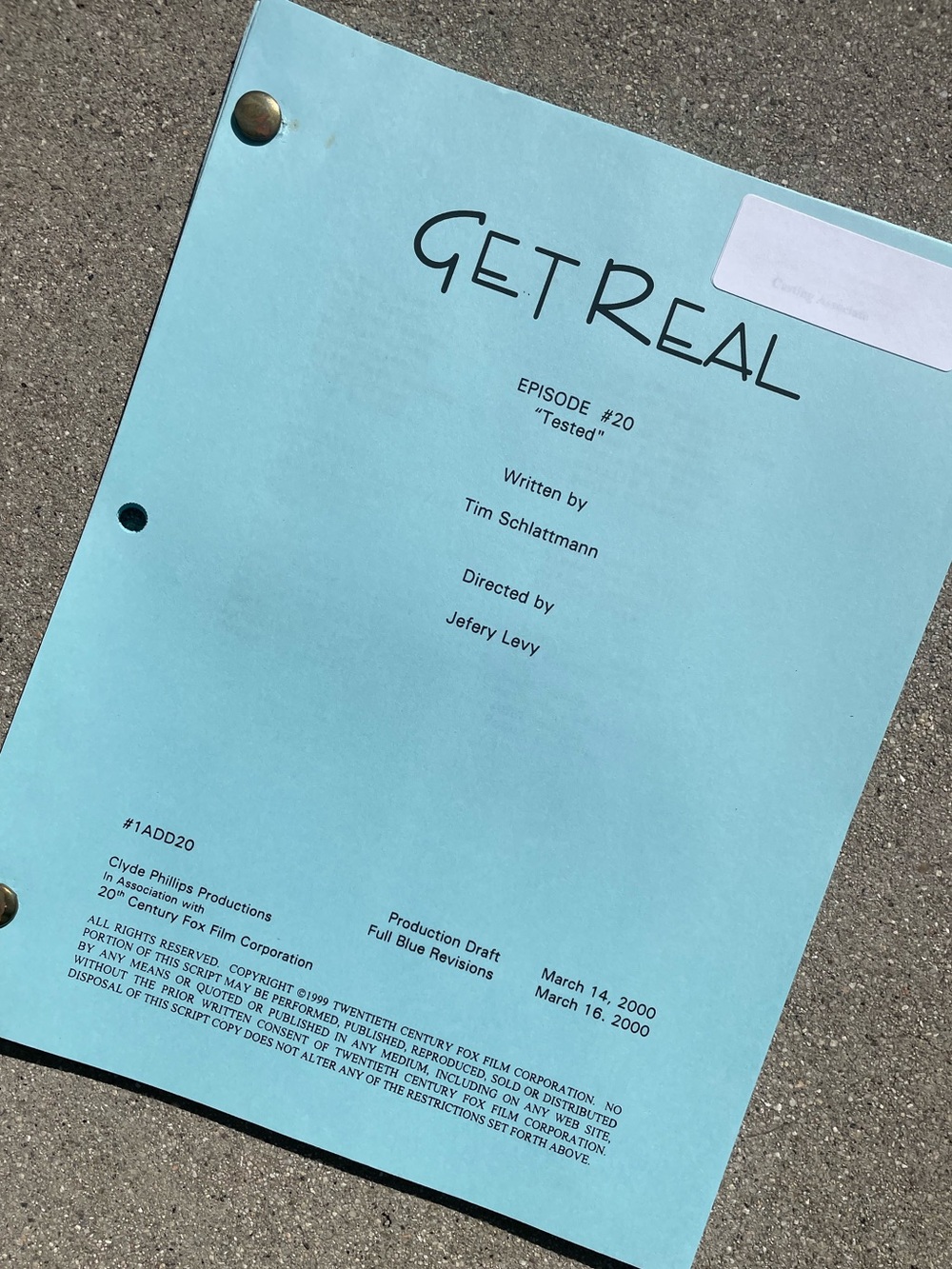 Get Real 90s TV Series Anne Hathaway Jesse Eisenberg Production Used Script 20